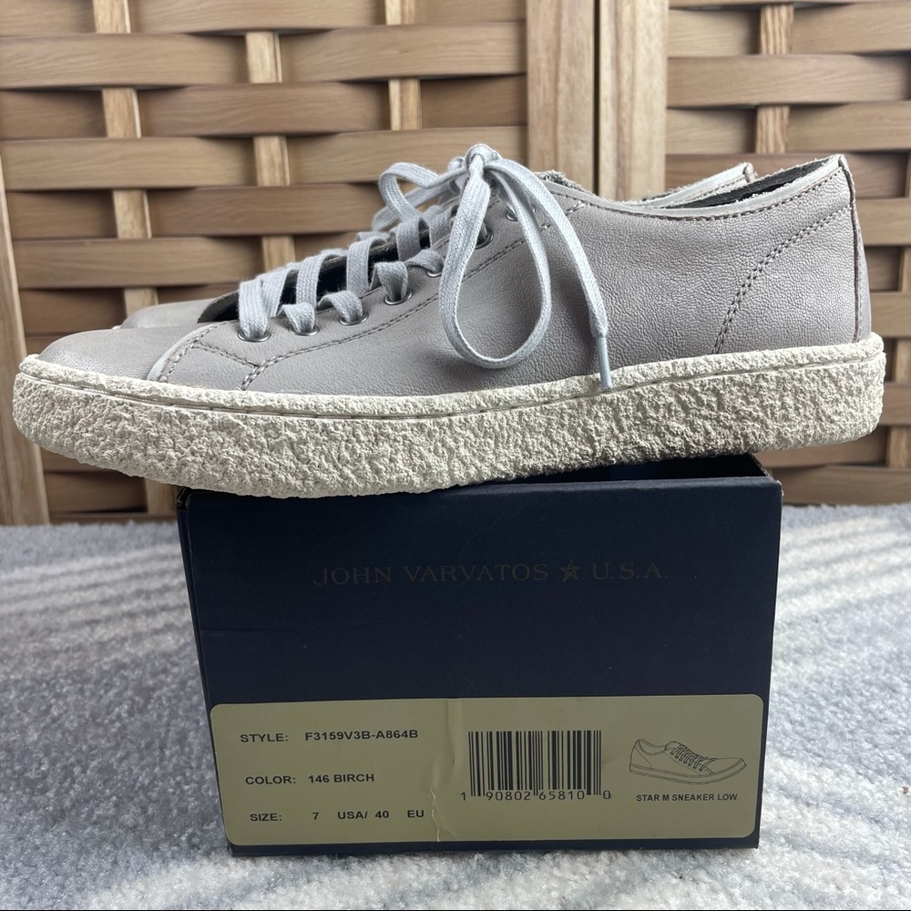 JOHN VARVATOS UNISEX USA Star M Dove Gray Leather Sneakers